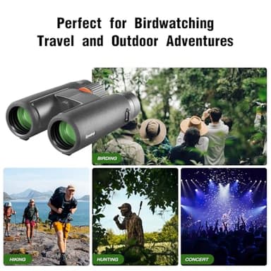 8x42 HD Wide-View Binoculars for Adults with Low Light Night Vision – Ultra-Bright Waterproof Binoculars with Smartphone Adapter for Hunting, Bird Watching, Stargazing & Outdoor Travel - Image 6