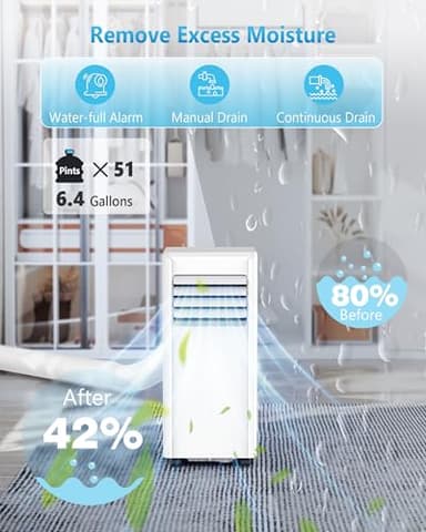 Electactic Portable Air Conditioners 10000 BTUs, Portable AC unit Cools Up to 450 sq.ft,3-in-1 Free Standing Cooling AC Unit with Fan & Dehumidifier, Portable AC with Remote Control,24H Timer - Image 4