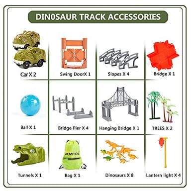 BEMITON Dinosaur Toys Race Car Track, Create a Dinosaur World Road Race, Flexible Dinosaur Track Toys Set, Christmas Birthday Gifts for 3 4 5 6 7 Years Old Boys Girls Kids - Image 7
