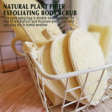 Natural Loofah Sponge Exfoliating Body Scrubber (3 Pack),Made with Eco-Friendly and Biodegradable Shower Luffa Sponge, Loofah for Women and Men, Beige - Image 6