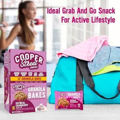 Cooper Street Oatmeal Cranberry Granola Bakes (12 pack) - Individually Wrapped Soft and Chewy Breakfast Granola Bars - Nut, Dairy & Soy Free - Great As Kids Snacks For School, Hiking Or Lunchbreak - Image 5