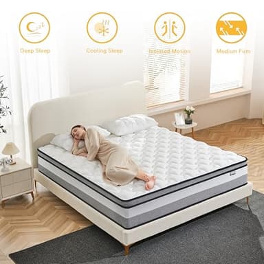 Giovanly Full Mattress, 12 Inch Full Size mattresses | Medium Firm - Cooling Gel Memory Foam & Zoned Pocket Coils for Pressure Relief, Spinal Alignment & Extra Lumbar Support | Motion Isolation | - Image 3