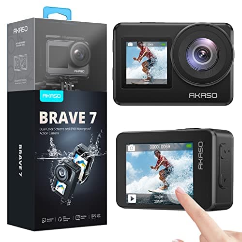 AKASO Brave 7 4K30FPS 20MP WiFi Action Camera with Touch Screen IPX8 33FT Waterproof Camera EIS 2.0 Zoom Support External Mic Voice Control with 2X 1350mAh Batteries Vlog Camera - Image 1