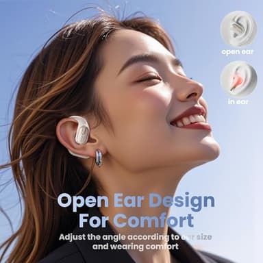 Open Ear Headphones Earbuds wireless - 5.4 Bluetooth Ear Buds with LED Digital Display IPX7 Waterproof, Wireless Headphones Touch Control Air Conduction Stereo Sound with 18.2mm Drivers 80H Playtime - Image 2