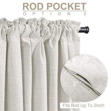 100% Blackout Shield Linen Blackout Curtains for Bedroom 90 Inches Long, Back Tab/Rod Pocket Living Room Drapes, Thermal Insulated Blackout Curtains 2 Panels Set, 50" W x 90" L, Beige - Image 4