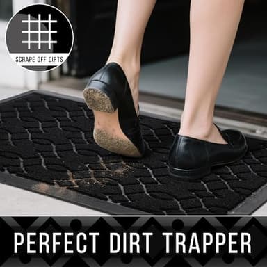 Yimobra Outdoor Mats for Front Door 29.5x17, All-Season Waterproof Doormat Outdoor Entrance, Heavy Duty Non-Slip Outside Door Mat for Garage Patio Proch Entryway Indoor, Black - Image 3