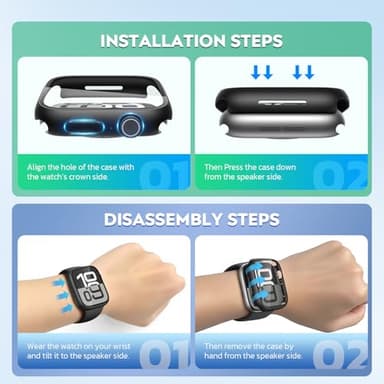 Misxi 2 Pack Tempered Glass Case Compatible for Apple Watch Series 11 (2025) Series 10 46mm, Hard PC Screen Protector Overall Protection Scratch-Resistant Cover for iWatch, 1 Rose Gold + 1 Transparent - Image 7