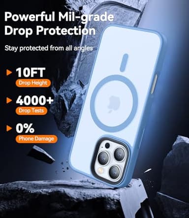CANSHN Magnetic Compatible with iPhone 16 Pro Case [Compatible with Magsafe] [Translucent Matte] Slim Thin Shockproof Protective Bumper Phone Case Cover 6.3 Inch - Light Blue - Image 4
