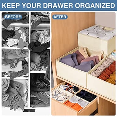 Criusia Drawer Organizer Clothes 12 Pack, Dresser Organizer for Nursery Bedroom Closet Organization and Storage - Baby Clothes Organizer Bins - Drawer Divider for Sock Underwear Bra Ties (Beige) - Image 4