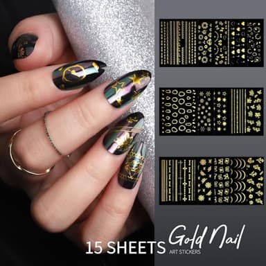Teenitor Nail Charms Nail Gems with 15 Sheets Gold Nail Stickers, 6 Boxes of Rhinestones for Nails Art Tools, 3D Nail Decals Pearls for Nails - Image 7