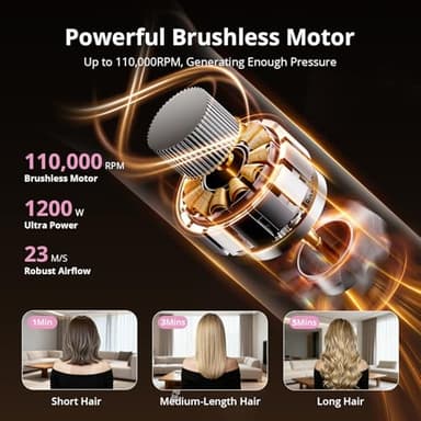 7-in-1 Hair Dryer Brush & Hair Styler, Fast Drying Blow Dryer & Curling StylingTool, Hot Air Styler No Heat Damage, Powerful Multi-Styler for Curling Volumizing Straightening Styling (Blush Pink) - Image 3