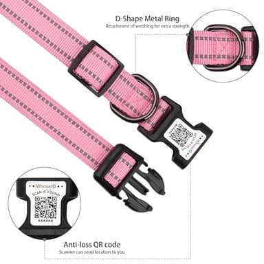 Dog Collar with QR Code, Reflective Pet Collar, Soft Neoprene Padded & Safety Locking Buckle Adjustable Dog Collar for Small Dogs(Pink,S) - Image 4