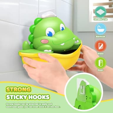 Bath Toys,Light-Up Bath Bubble Machine Automatic Bubble Maker Bathroom Toy for Kids Ages 1-3 4-8 Toddler Bathub Toy Dinosaur Toys for Kids 3-5 - Image 6