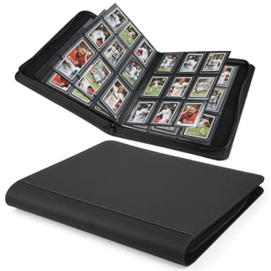 Top loader Binder-9 Pockets Pages Sleeves | Toploader Binder | Holds 288 Cards | Sleeves for “3×4” rigid | Ringless Double-Sided Pockets for TCG, Sports | Toploader card binder(black) - Image 1