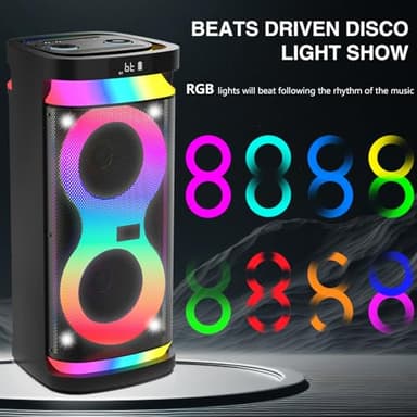 DFTRT Karaoke Machine for Adults with 2 Wireless Microphones, Portable Bluetooth Karaoke Speaker for Outdoor, Big Party PA System with Disco Lights for Gatherings, The Best Gifts for Family - Image 6