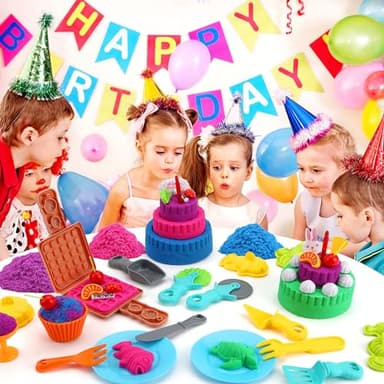 YIDESTARS Sensory Play Kit: Sand Art & Ice Cream Toy - 4lbs Colorful Sand,Molds,Tools,Sandbox w/Lid - Fun Gift for Kids(3-8) - Image 2