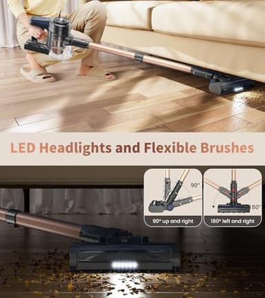 NADALY Cordless Vacuum Cleaner, Powerful Stick Vacuum with 45min Runtime, Anti-Tangle Vacuum Cleaners for Home, 1.5L Dust Cup, Rechargeable Wireless Vacuum for Hardwood Floor Carpet Pet Hair - Image 7