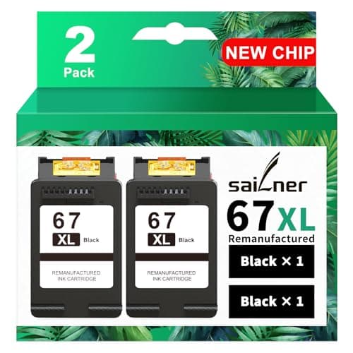 SAILNER 67XL Black High-Yield Ink Cartridge Replacement for HP Ink 67 67XL HP Printer Ink use with for DeskJet 2855e Ink Cartridges Deskjet 4155e 2755e 4155 2700 2700e Envy 6055 Printer 67(2 Pack) - Image 1