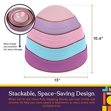 Special Supplies Stepping Stones for Kids, 5 Balance Indoor and Outdoor Blocks Promote Coordination, Balance, Strength, Child Safe Rubber, Non-Slip Edging, Stackable - Image 5