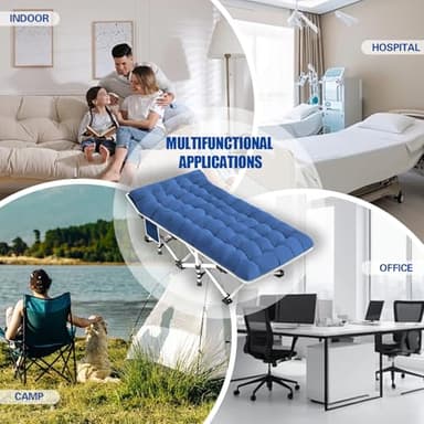 GETOVIN Cot Camping Cot with Thick Pad Cots for Sleeping Camping Bed Folding Cot 450LBS(Max Load) Comfortable Double Layer Oxford Heavy Duty with Carry Bag for Home Outdoor Travel - Image 6