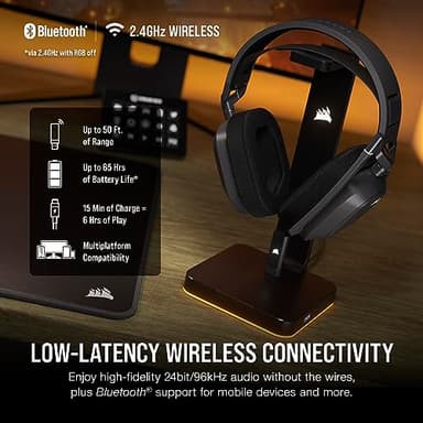 Corsair HS80 MAX Wireless Multiplatform Gaming Headset with Bluetooth – Dolby Atmos – Broadcast Quality Microphone – iCUE Compatible – PC, Mac, PS5, PS4, Mobile – Steel Gray - Image 3