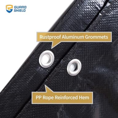 GUARD SHIELD Black Silver Tarp Waterproof 20x25 Feet Rain Cover for Outdoor Lightweight Weatherproof Tarps 8mil - Image 4