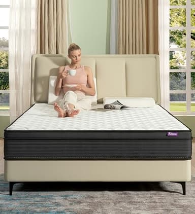 Konuzu 10 Inch Full Size Mattress, Full Mattress, Hybrid Bedspread in a Box with Memory Foam & Individual Pocket Spring, Breathable Supportive & Pressure Relief. - Image 1
