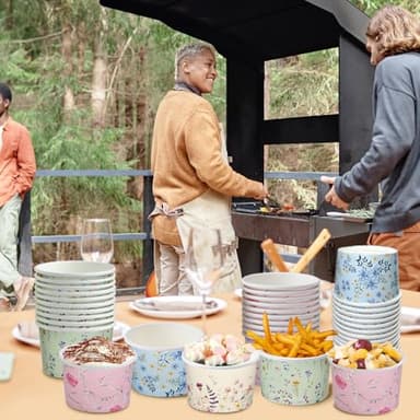 Nihuecne 100 Pcs 9 oz Floral Themed Disposable Dessert Paper Bowls in 5 Designs, Disposable Soup Bowls for Events, Game Day, Birthday Party Supplies, Perfect for Hot or Cold Food - Image 7