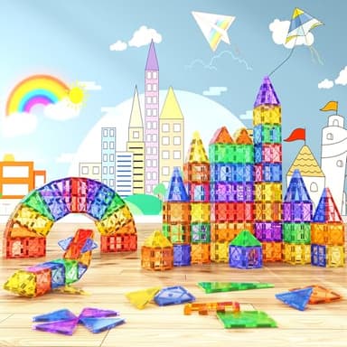 52PCS Magnetic Tiles Toys for 3 Year Old Boys and Girls Magnetic Building Blocks STEM Learning Toys Sensory Montessori Toys for Toddlers Kids - Image 7