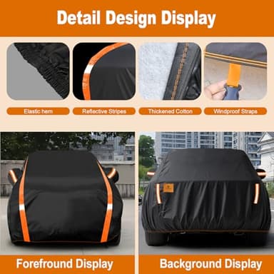 Sunwhale Car Cover Waterproof All Weather for SUV Automobiles UV Protection Snowproof Rain Sun with Door Zipper Full Exterior Outdoor Full Car Cover Universal Fit Up to 187" - Image 5
