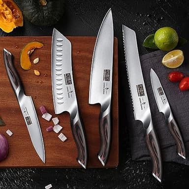 HOSHANHO Knife Set with Magnetic Knife Holder, 6 Pieces Japanese High Carbon Stainless Steel Kitchen Knife Sets, Ultra Sharp Professional Chef Knives Sets - Image 6