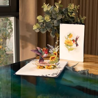 CUTPOPUP Mothers Day Card Pop Up, Birthday 3D Popup Greeting, Birthday Card for Women (Hummingbird Sunflower) - Image 3