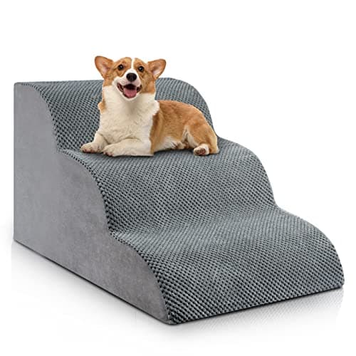 Chic Threads Dog Stairs for Small Dogs, 3-Step Dog Stairs for High Beds and Couch, Pet Steps for Small Dogs and Cats，Non-Slip Stable Indoor Dog Steps - Image 1