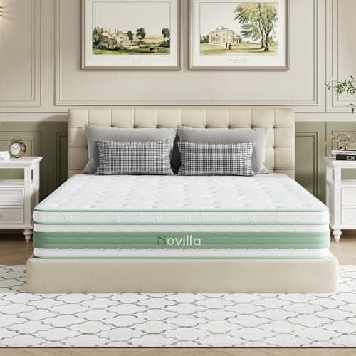 Novilla Queen Mattress 14 Inch, Hybrid Mattress Queen for Motion Isolation, Gel Memory Foam with Pressure Relief for Cool Night Sleep, Medium Firm Mattresses with Pillow Top, Certipur-Us Certified - Image 1