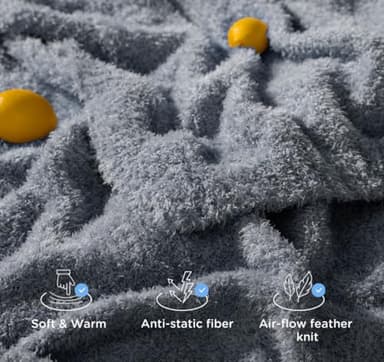 CLOUDS HUG Oversized King Knit Blanket for Couch - Super Soft Extra Large Throw Blankets for Bed， Fluffy Fuzzy Plush Lightweight Cozy Blanket，Dark Grey，120" x 120" - Image 5