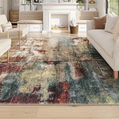 Lahome Modern Abstract Living Room Rug 8x10, Washable 8x10 Area Rugs for Bedroom Stain Resistant Non Slip, Large Red Soft Indoor Carpet for Dining Room Table Home Decor - Image 7