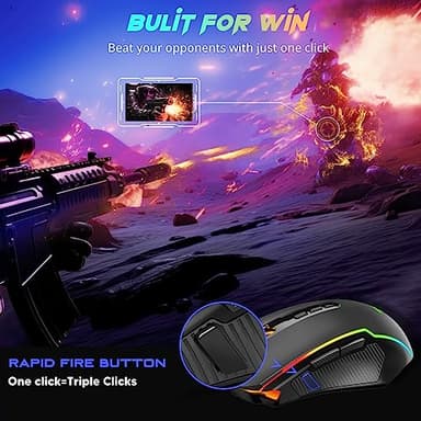 Redragon Gaming Mouse, Wireless Mouse Gaming with 8000 DPI, PC Gaming Mice with Fire Button, RGB Backlit Programmable Ergonomic Mouse Gamer, Rechargeable, 70Hrs for Windows, Mac Gamer, Black - Image 6