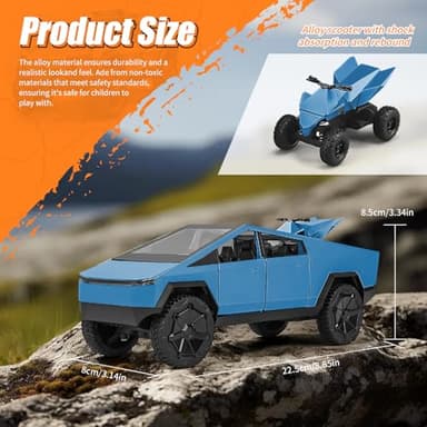 Pickup Truck Toy Car,1:24 Zinc Alloy Pull Back Toy Car with Sound and Light,Display Model,Gifts for Boys and Girls (Blue) - Image 2