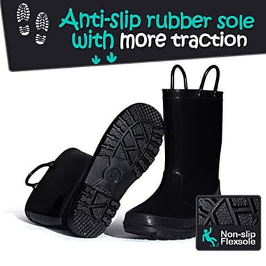 K KomForme Kids Girls & Boys Rain Boots with Easy-on Handles Waterproof Outdoors - Image 4