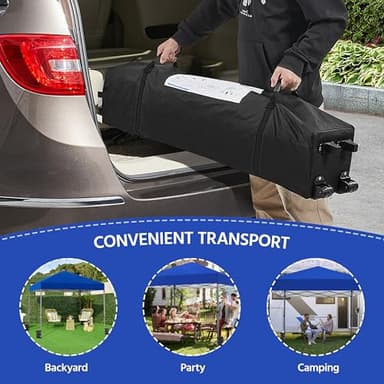 Yaheetech 10x10 1-Person Setup Pop Up Canopy Tent, Instant Portable Commercial Canopy Tent, Outdoor Gazebo with 1-Button Push, Wheeled Bag & 4 Sandbags for Home, Party & Outdoor Activities, Blue - Image 6
