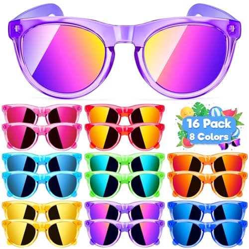 Loscola Kids Sunglasses Bulk, 16 Pack Kids Sunglasses Party Favors, Translucent Kids Sunglasses with Uv400 Protection for Boys Girls, Summer Beach Pool Party Favors for Kids 3-8 Goodie Bags Stuffers - Image 1