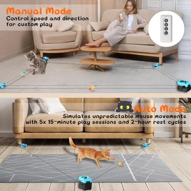 Interactive Cat Toy for Indoor - Automatic Cat Treadmill with Remote Control, 3 Speeds, Quiet Motor & Durable Design | Indoor Chase Hunting Feather Toys for Fitness, Playtime & Energy Release (Blue) - Image 3