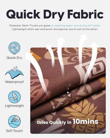 maamgic Mens Swim Trunks Quick Dry Swim Shorts with Mesh Lining Funny Swimwear Bathing Suits 7inch Brown Totem Medium - Image 3