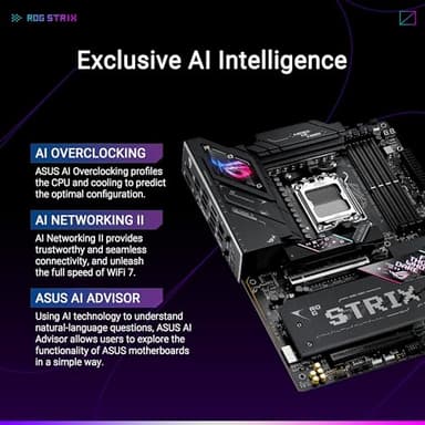 ASUS ROG Strix B850-E Gaming WiFi AMD AM5 B850 ATX Motherboard 16+2+2 Stages, Dynamic OC, Core Flex,DDR5 w/AEMP, WiFi 7, 5X M.2, 5G LAN, PCIe® 5.0,USB4®, USB 20Gbps Type-C®,AI OC, AI Networking,Black - Image 2