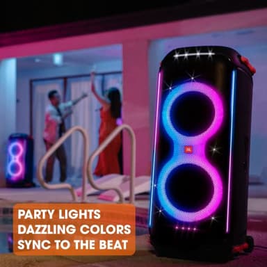 JBL PartyBox 710 -Party Speaker with Powerful Sound, Built-in Lights and Extra Deep Bass, IPX4 Splash Proof, App/Bluetooth Connectivity, Made for Everywhere a Handle Wheels (Black) - Image 4