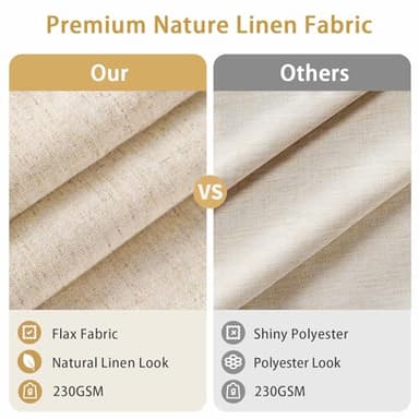 Awellife Linen Shower Curtain Beige Boho Farmhouse Shower Curtains for Bathroom Natural Cloth Cotton Fabric Liner Cream 72 x 72 Inch Modern - Image 5