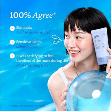 belif Super Knights - Soothing Hydration Cleansing Mask, 3-in-1 Facial Mask & Cleanser with Hyaluronic Acid, Squalane, Madecassoside | For Dry and Sensitive Skin | Korean Skincare (5.0 fl. oz) - Image 4