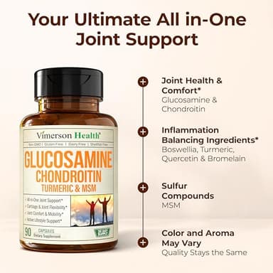 Glucosamine Chondroitin MSM and Turmeric Supplement – Joint Support Supplement for Women and Men with Boswellia and Chondroitin Sulfate – for Cartilage, Joint Health and Flexibility – 90 Capsules - Image 5