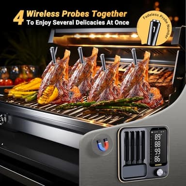 Wireless Meat Thermometer with 4 Probes, INKBIRD WiFi Meat Thermometer Digital Wireless for Rotisserie Grill Oven,Unlimited Range Dishwasher Waterproof Bluetooth Thermometer for iOS & Android - Image 3