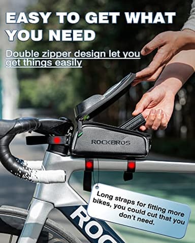 ROCK BROS Bike/Bicycle Phone Front Frame Bag, Waterproof, Tube Bag,Cycling Pouch, Bike Accessories for Men Compatible Phone Under 7” - Image 6